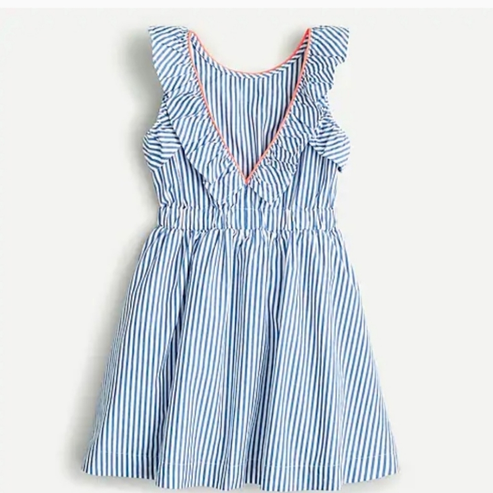 Girls JCrew Crewcuts Pinstripe Open Back Dress